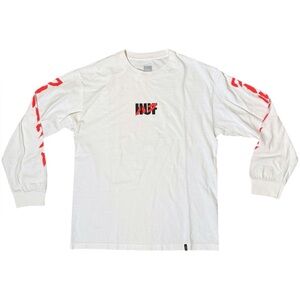 HUF ACA long sleeve graphic tee t-shirt white sz M streetwear skater